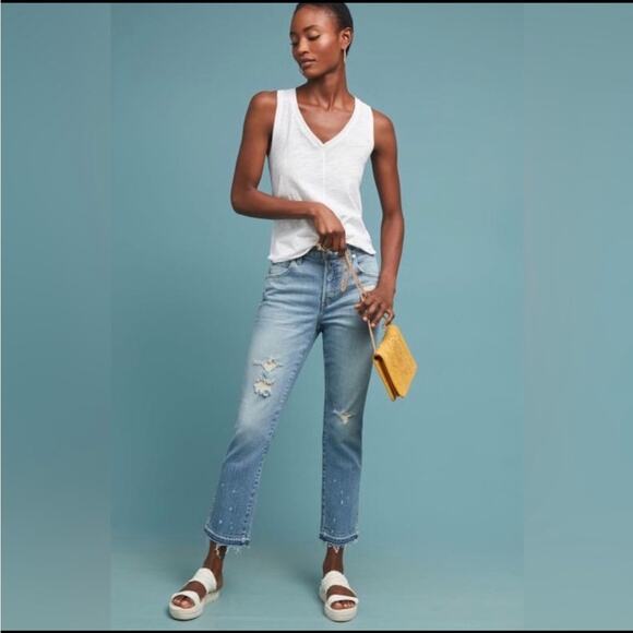 AMO Babe Forget Me Not Crop Jean - Picture 1 of 8